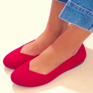 Rothys Flat Red Textile Ballet Shoes Size 9.5